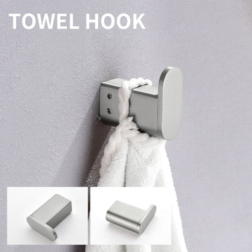 Brushed SUS304 Towel Bar 4 Piece Set Fingerprint Free Bathroom Storage Kit