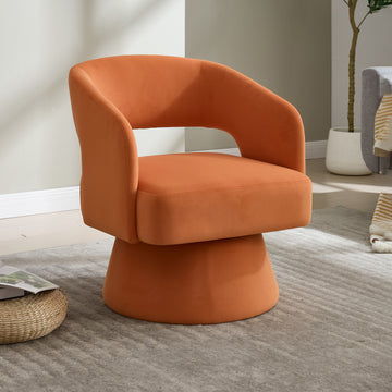 Swivel Barrel Chair Velvet Accent Armchair 360 Degree Swivel Club Chair for Living Room Bedroom Reception Room