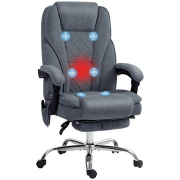 Massage Office Chair with Foot Rest Executive Chair 6 Vibration Points and Heat Adjustable Height