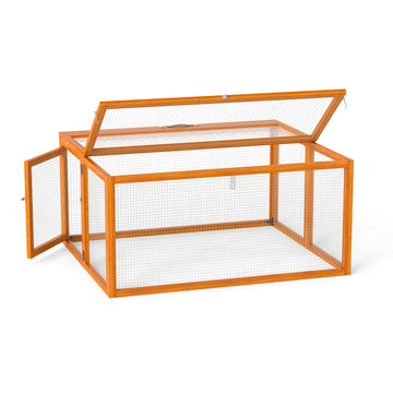 Orange Folding Rabbit Hutch with Lockable Doors and Ground Stakes with Chinese FirandGalvanized Wire Mesh