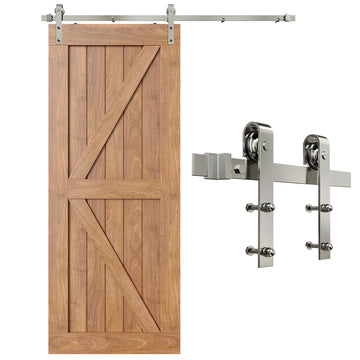 6.6 ft./79 in. Brushed Nickel Sliding Barn Door Track and Hardware Kit with J-Shape Hanger For Single Door