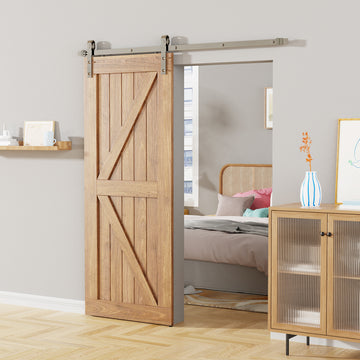 6.6 ft./79 in. Brushed Nickel Sliding Barn Door Track and Hardware Kit with J-Shape Hanger For Single Door