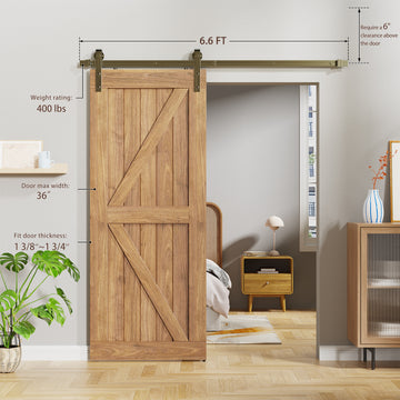 6.6 ft./79 in. Oil-Rubbed Bronze Sliding Barn Door Track and Hardware Kit with J-Shape Hanger For Single Door