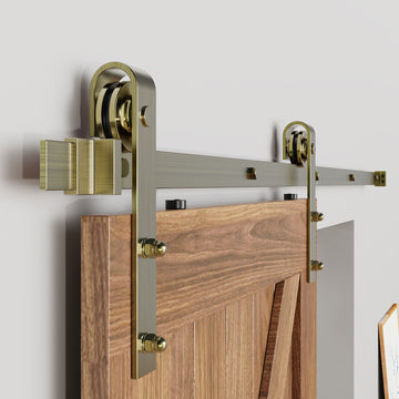 6.6 ft./79 in. Oil-Rubbed Bronze Sliding Barn Door Track and Hardware Kit with J-Shape Hanger For Single Door