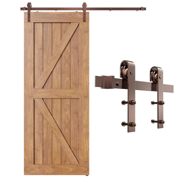 6.6 ft./79 in. Red Bronze Sliding Barn Door Track and Hardware Kit with J-Shape Hanger For Single Door