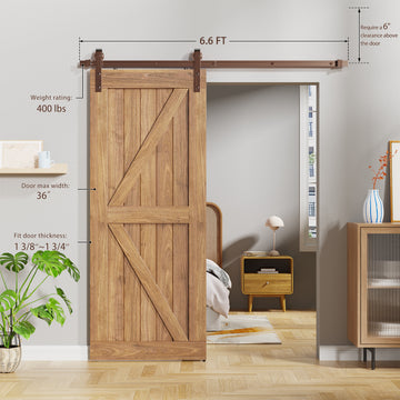 6.6 ft./79 in. Red Bronze Sliding Barn Door Track and Hardware Kit with J-Shape Hanger For Single Door