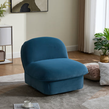 Swivel Accent Chair 360 Degree Metal Base Velvet Pumpkin Shaped Chair for Living Room Bedroom Office
