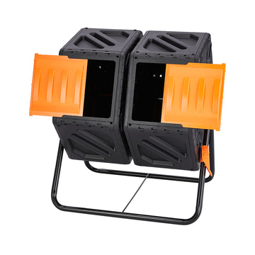 Compost Bin 37 Gallon Dual Chamber Outdoor Composting Tumbler