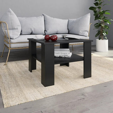 Coffee Table Matte Black Engineered wood Small Square Modern