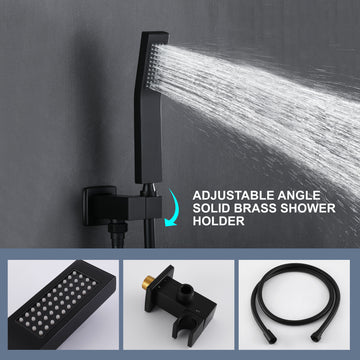 Matte Black Shower Set with 10 Inch Rain Shower Head and Hand Shower cUPC Pressure Balance Valve