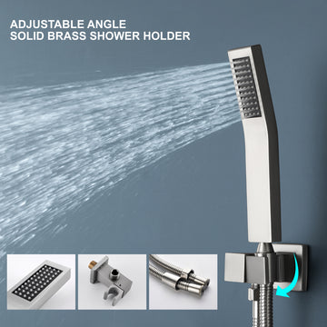 Brushed Nickel Shower Set with 10 Inch Rain Shower Head and Hand Shower cUPC Pressure Balance Valve