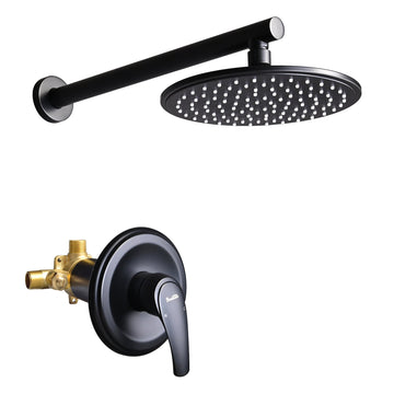 Boyel Living 1-Spray Patterns with 3.4 GPM 9 in. Wall Mount Rain Fixed Shower Head with Single Handle and Valve