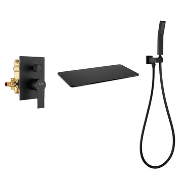 Boyel Living Single-Handle Wall Mount Roman Tub Faucet with Hand Shower in Matte Black
