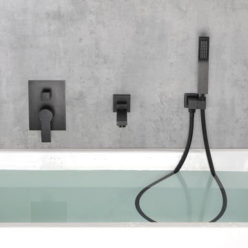 Single Handle 1 Spray Tub and Shower Faucet with Handheld Shower Head in Brushed Black Valve Included