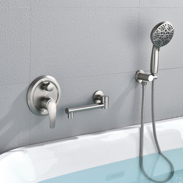 Single Handle 7 Spray Tub and Shower Faucet with Handheld Shower Head in Brushed Nickel Valve Included