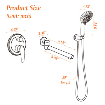 Single Handle 7 Spray Tub and Shower Faucet with Handheld Shower Head in Brushed Nickel Valve Included