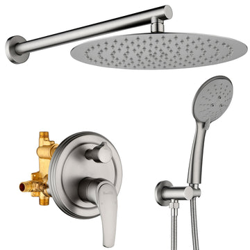 Boyel Living 5-Spray Patterns with 2.35 GPM 12 in. Wall Mount Dual Shower Heads with Valve Included