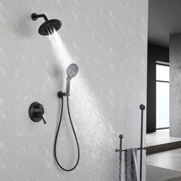 Modern Matte Black Shower System with 8 Inch Rain Shower and 9 Function Hand Shower