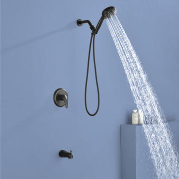 Matte Black Shower Set with 9 Function Handheld Shower and cUPC Pressure Balance Valve