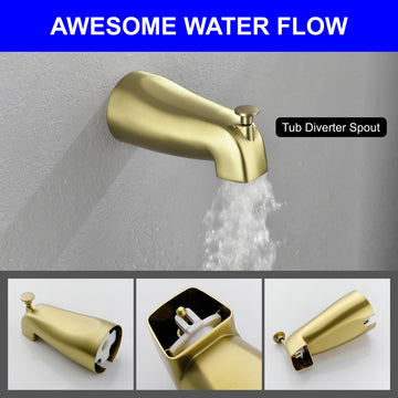 Brushed Gold Shower Set with 9 Function Handheld Shower and cUPC Pressure Balance Valve