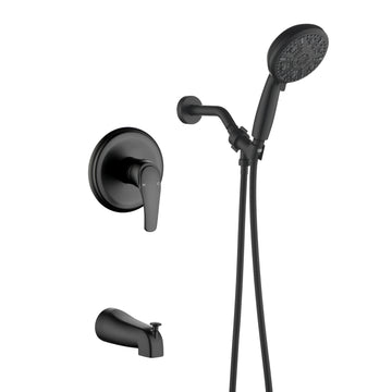 Matte Black Shower Set with 10 Function Handheld Shower and cUPC Pressure Balance Valve