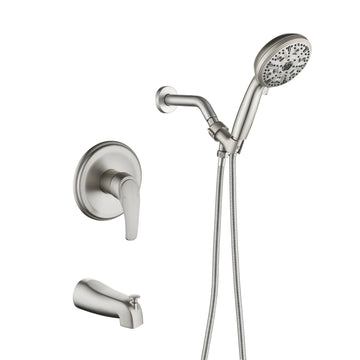 Brushed Nickel Shower Set with 10 Function Handheld Shower and cUPC Pressure Balance Valve