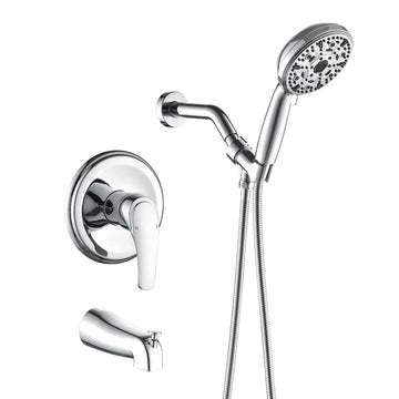 Polished Chrome Shower Set with 10 Function Handheld Shower and cUPC Pressure Balance Valve