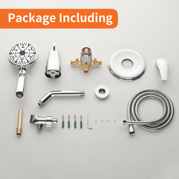 Polished Chrome Shower Set with 10 Function Handheld Shower and cUPC Pressure Balance Valve
