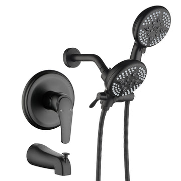 Matte Black Shower Set with Five Function Rain Shower and Handheld Shower and cUPC Pressure Balance Valve