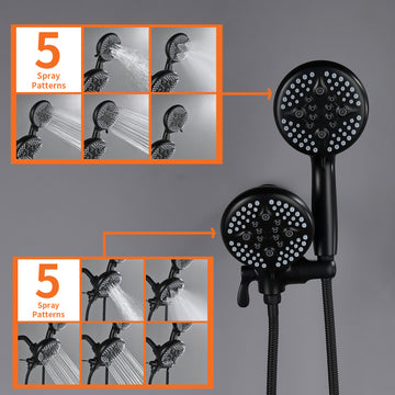 Matte Black Shower Set with Five Function Rain Shower and Handheld Shower and cUPC Pressure Balance Valve