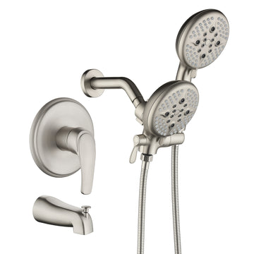 Brushed Nickel Shower Set with Five Function Rain Shower and Handheld Shower and cUPC Pressure Balance Valve