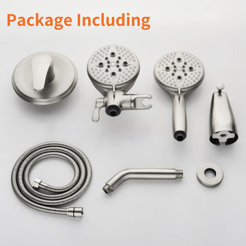 Brushed Nickel Shower Set with Five Function Rain Shower and Handheld Shower and cUPC Pressure Balance Valve