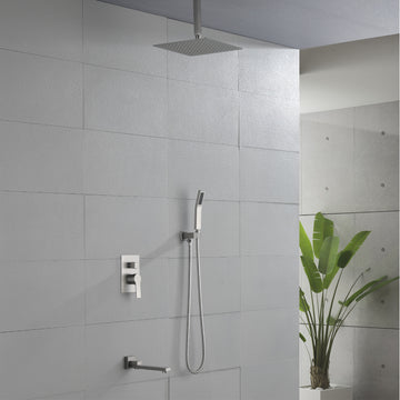 Modern Brushed Nickel 10 Inch Shower System with SUS304 Rain Shower and Swivel Spout