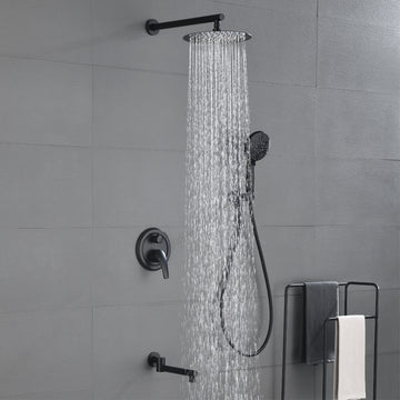 Modern Matte Black 10 Inch Shower System with SUS304 Rain Shower and 7 Function Hand Shower