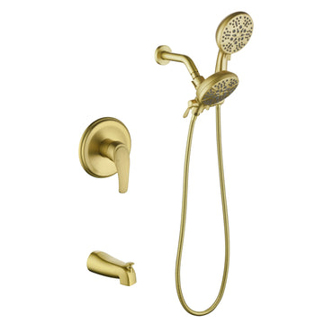 Modern Brushed Gold Shower System Kit With Dual Shower Heads