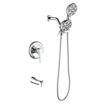 Polished Chrome Shower Set with Seven Function Dual Shower Heads and cUPC Pressure Balance Valve