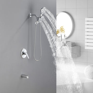 Polished Chrome Shower Set with Seven Function Dual Shower Heads and cUPC Pressure Balance Valve