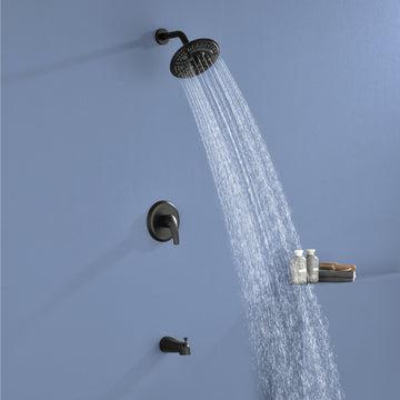 Modern Matte Black Shower System With 8 Inch Rain Shower Head