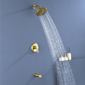 Modern Brushed Gold Shower System With 8 Inch Rain Shower Head
