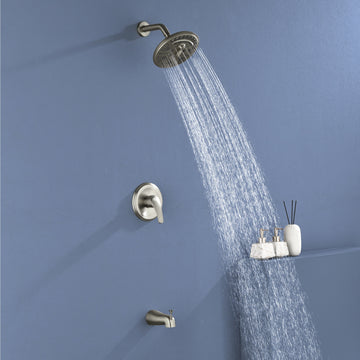 Modern Brushed Nickel Shower System With 8 Inch Rain Shower Head