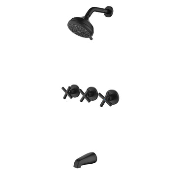 Matte Black Shower Set with Seven Function Dual Shower Heads and cUPC Pressure Balance Valve