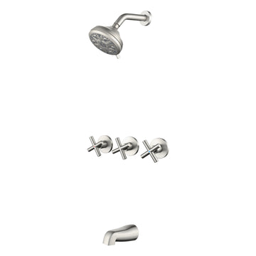 Brushed Nickel Shower Set with Seven Function Dual Shower Heads and cUPC Pressure Balance Valve