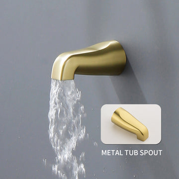 Brushed Gold Shower Set with Three Handle Control and Seven Function Dual Shower Heads