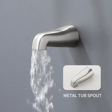 Brushed Nickel Shower Set with Three Handle Control and Seven Function Dual Shower Heads
