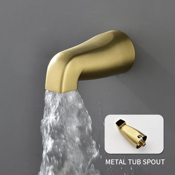 Brushed Gold Shower Set with Five Function Dual Shower Heads and Three Handle Control