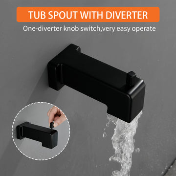 Matte Black Shower Set with 6 Inch Square Shower Head and Pressure Balance Valve