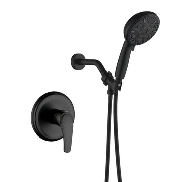 Matte Black Shower Set with 10 Function Handheld Shower and Pressure Balance Valve