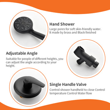 Matte Black Shower Set with 10 Function Handheld Shower and Pressure Balance Valve