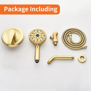 Brushed Gold Shower Set with 10 Function Handheld Shower and Pressure Balance Valve
