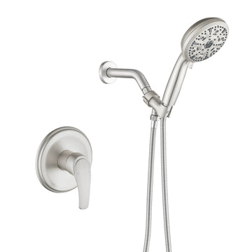 Brushed Nickel Shower Set with 10 Function Handheld Shower and Pressure Balance Valve